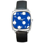 Polka Dots - White on Cobalt Blue Square Metal Watch