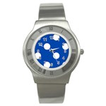Polka Dots - White on Cobalt Blue Stainless Steel Watch