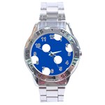 Polka Dots - White on Cobalt Blue Stainless Steel Analogue Watch