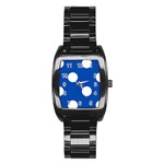 Polka Dots - White on Cobalt Blue Stainless Steel Barrel Watch