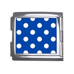 Polka Dots - White on Cobalt Blue Mega Link Italian Charm (18mm)