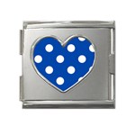 Polka Dots - White on Cobalt Blue Mega Link Heart Italian Charm (18mm)