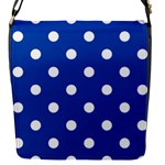 Polka Dots - White on Cobalt Blue Flap Closure Messenger Bag (S)
