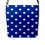 Polka Dots - White on Cobalt Blue Flap Closure Messenger Bag (L)