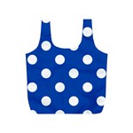 Polka Dots - White on Cobalt Blue Full Print Recycle Bag (S)