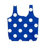 Polka Dots - White on Cobalt Blue Full Print Recycle Bag (M)
