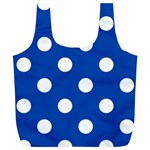 Polka Dots - White on Cobalt Blue Full Print Recycle Bag (XL)