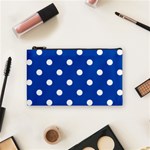 Polka Dots - White on Cobalt Blue Cosmetic Bag (S)