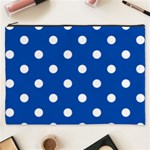 Polka Dots - White on Cobalt Blue Cosmetic Bag (XXXL)