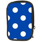 Polka Dots - White on Cobalt Blue Compact Camera Leather Case