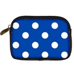 Polka Dots - White on Cobalt Blue Digital Camera Leather Case