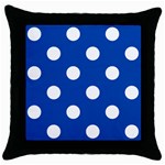 Polka Dots - White on Cobalt Blue Throw Pillow Case (Black)