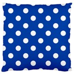 Polka Dots - White on Cobalt Blue Large Cushion Case (Two Sides)