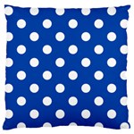 Polka Dots - White on Cobalt Blue Large Flano Cushion Case (Two Sides)