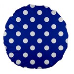 Polka Dots - White on Cobalt Blue Large 18  Premium Round Cushion
