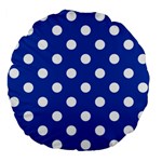 Polka Dots - White on Cobalt Blue Large 18  Premium Flano Round Cushion