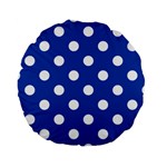 Polka Dots - White on Cobalt Blue Standard 15  Premium Round Cushion