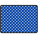 Polka Dots - White on Cobalt Blue Double Sided Fleece Blanket (Large) (Two Sides)