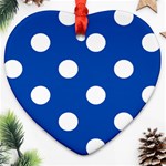 Polka Dots - White on Cobalt Blue Ornament (Heart)