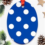 Polka Dots - White on Cobalt Blue Oval Ornament (Two Sides)