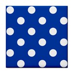 Polka Dots - White on Cobalt Blue Tile Coaster