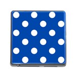 Polka Dots - White on Cobalt Blue Memory Card Reader (Square)