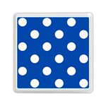 Polka Dots - White on Cobalt Blue Memory Card Reader with Storage (Square)