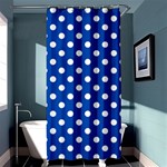 Polka Dots - White on Cobalt Blue Shower Curtain 36  x 72  (Stall)