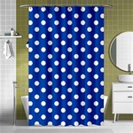 Polka Dots - White on Cobalt Blue Shower Curtain 48  x 72  (Small)