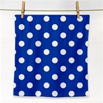 Polka Dots - White on Cobalt Blue Face Towel