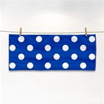 Polka Dots - White on Cobalt Blue Hand Towel