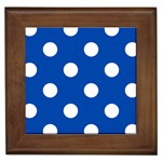 Polka Dots - White on Cobalt Blue Framed Tile