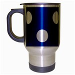 Polka Dots - White on Cobalt Blue Travel Mug (Silver Gray)