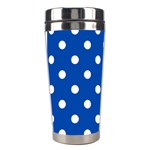 Polka Dots - White on Cobalt Blue Stainless Steel Travel Tumbler
