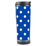 Polka Dots - White on Cobalt Blue Travel Tumbler