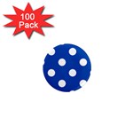 Polka Dots - White on Cobalt Blue 1  Mini Magnet (100 pack)