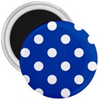 Polka Dots - White on Cobalt Blue 3  Magnet