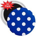 Polka Dots - White on Cobalt Blue 3  Magnet (10 pack)