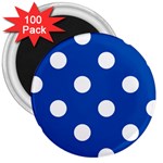 Polka Dots - White on Cobalt Blue 3  Magnet (100 pack)