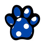 Polka Dots - White on Cobalt Blue Magnet (Paw Print)