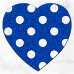 Polka Dots - White on Cobalt Blue Jigsaw Puzzle (Heart)