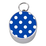 Polka Dots - White on Cobalt Blue Silver Compass (Mini)