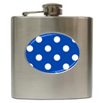 Polka Dots - White on Cobalt Blue Hip Flask (6 oz)