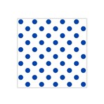Polka Dots - Cobalt Blue on White Satin Bandana Scarf