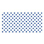 Polka Dots - Cobalt Blue on White Satin Shawl