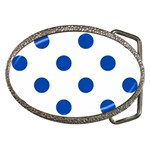 Polka Dots - Cobalt Blue on White Belt Buckle