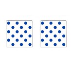 Polka Dots - Cobalt Blue on White Cufflinks (Square)