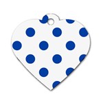 Polka Dots - Cobalt Blue on White Dog Tag Heart (Two Sides)