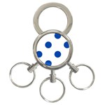 Polka Dots - Cobalt Blue on White 3-Ring Key Chain