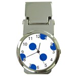 Polka Dots - Cobalt Blue on White Money Clip Watch